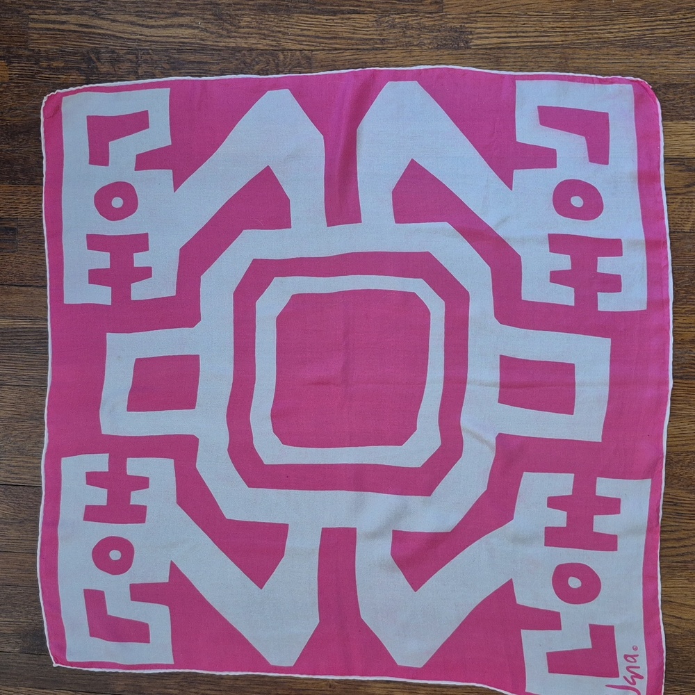 Vera Silk Vibrant Pink and White Wrap Scarf